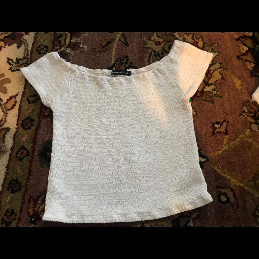 brandy melville white t shirt off the shoulder